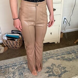 Missguided faux leather pants with front slit